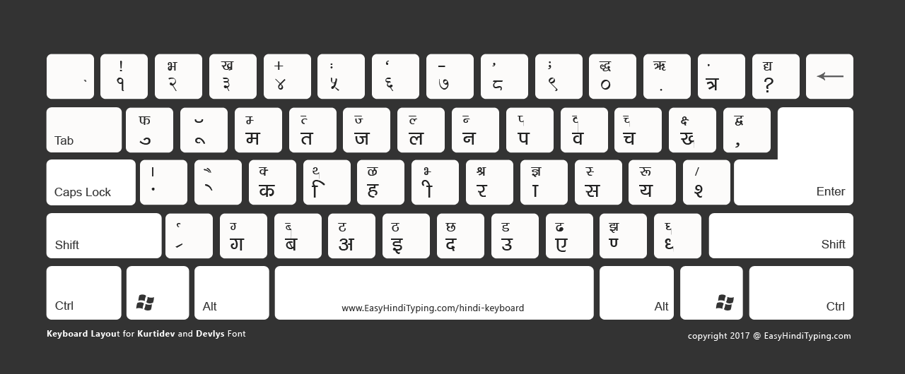 Hindi Keyboard for PC with dark background