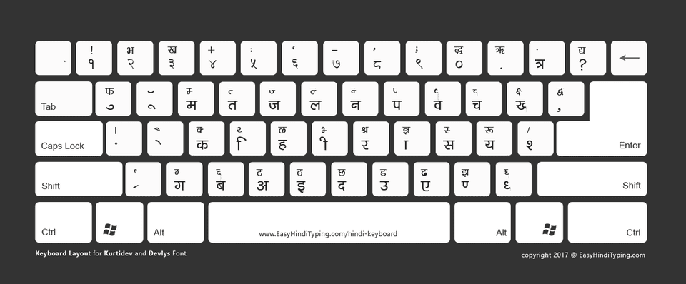 Hindi keyboard for PC with dark background