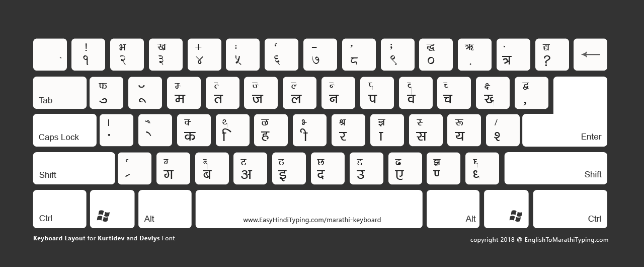 Marathi Keyboard for PC with dark background